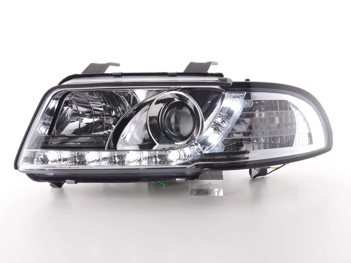 Scheinwerfer Set Daylight LED Tagfahrlicht Audi A4 B5 8D 94-99 chrom Scheinwerfer Set Daylight LED Tagfahrlicht Audi A4 B5 8D 94-99 chrom